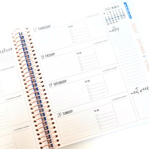 2025 Planner - Horizontal Layout, Spiral Bound - "Teal Strokes" (#102)