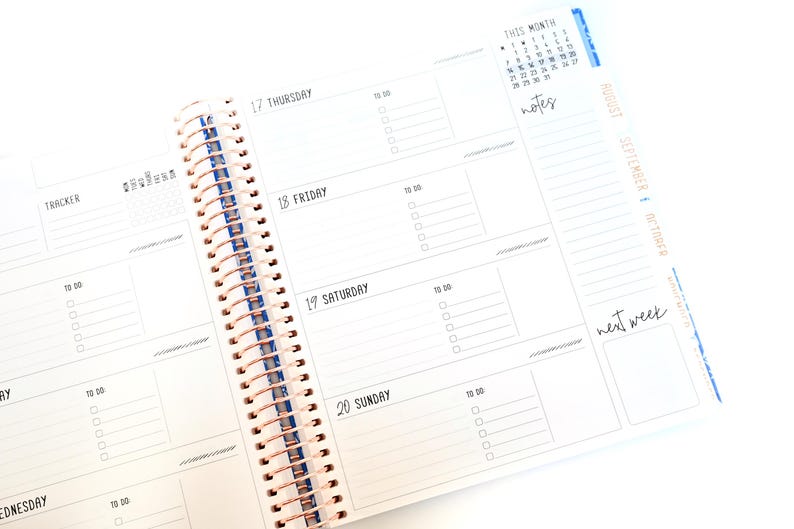 2025 Planner - Horizontal Layout, Spiral Bound - "Teal Strokes" (#102)