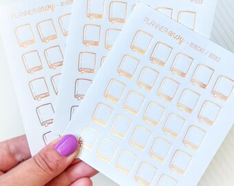 FOIL Reading Books Bibles - Rose Gold Foil Planner Stickers - 3 Mini Sheets (#1523 - 3)
