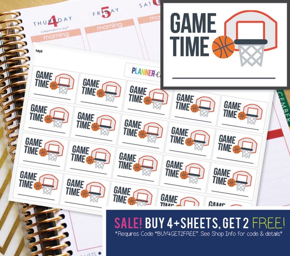 Basketball Game Time Planner Stickers to be used with Erin Etsy