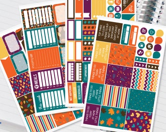 Fall Leaves Magic Planner Stickers Weekly Kit to be used with Erin Condren Vertical Life Planner (ECLP) - 134 Stickers (#12,007)