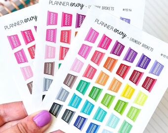 Laundry Basket Icons - Cleaning Stickers - Minimalist Planner Stickers - 3 Mini Sheets (#1514 - 3)