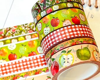 Fall Apples Back To School Teachers Autumn Leaves Apple Pie Washi Tape Set - W091