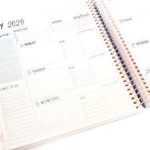 2025 Planner - Horizontal Layout, Spiral Bound - "Teal Strokes" (#102)