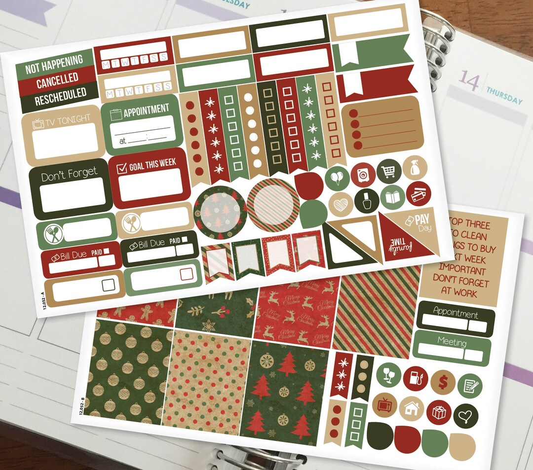 Vintage Christmas Mini Kit Weekly Planner Stickers for Erin Condren ...