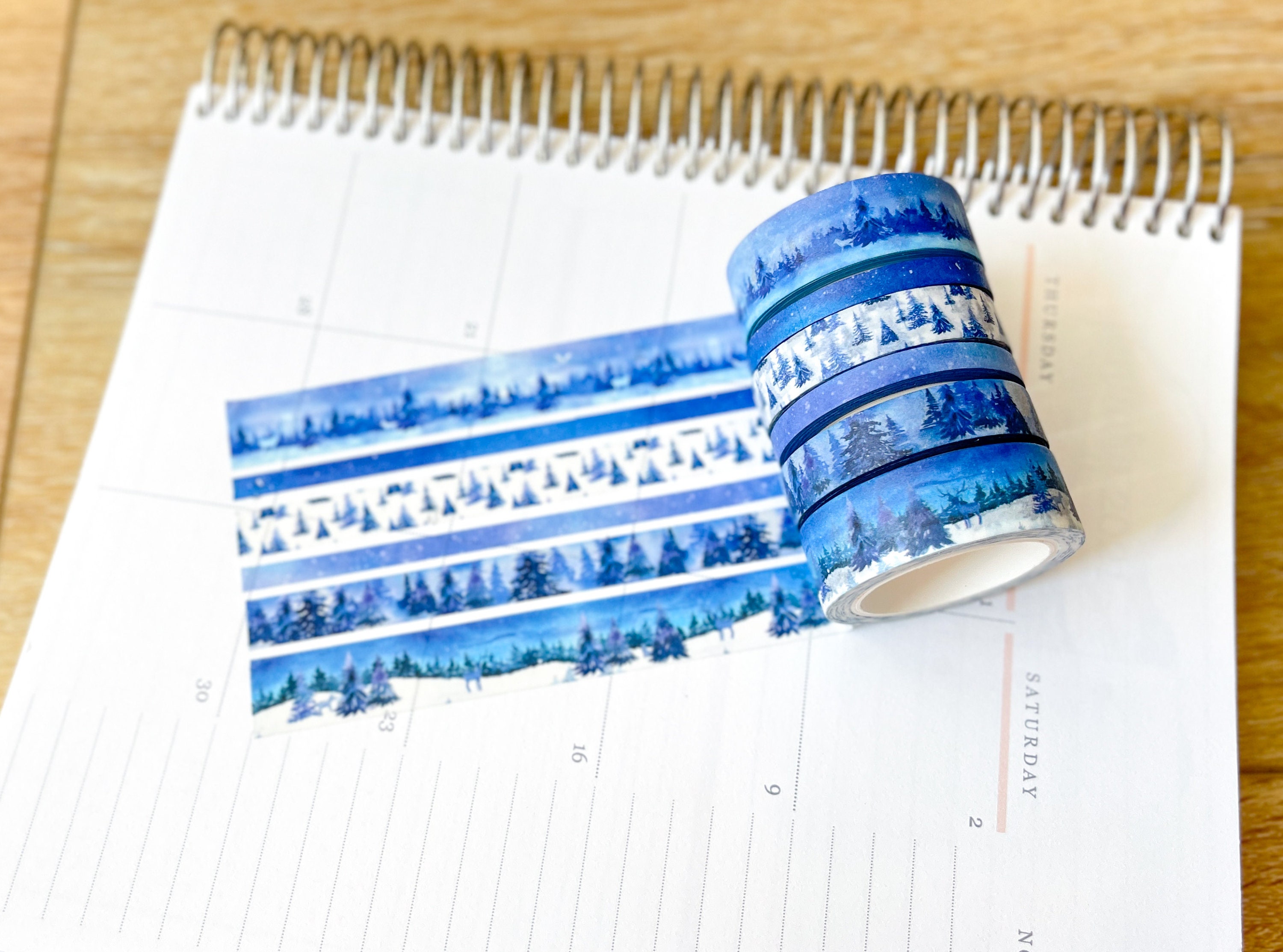 Winter Snowman Snowy Trees Forest Periwinkle Washi Tape Set (#W006) –  Planner Envy