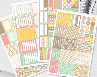 Bright Geometric Planner Stickers Weekly Kit to be used with Erin Condren Recollections & Happy Planner - 134 Stickers (#12,013)