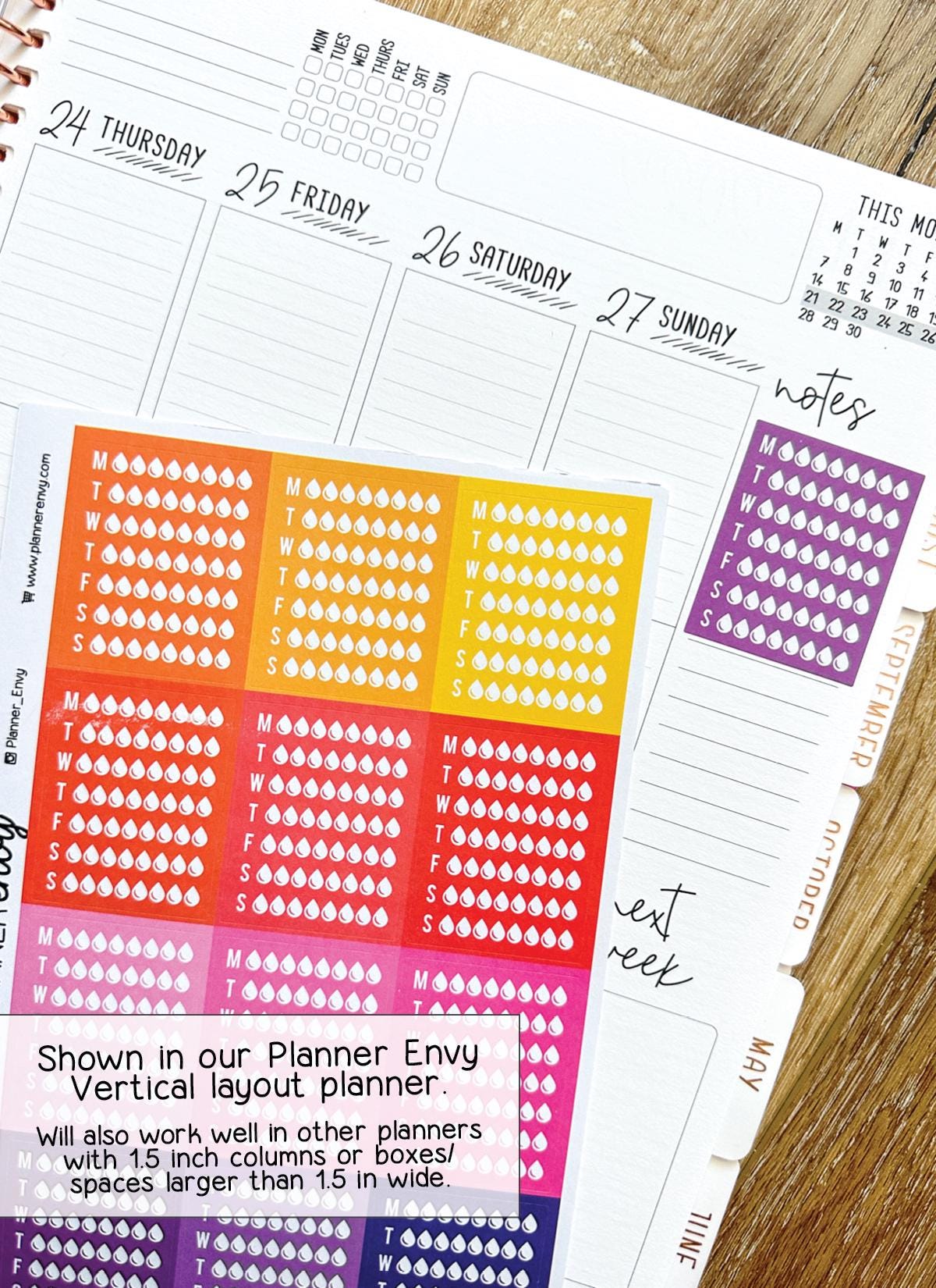 Hydration Water Tracker Weekly Sidebar Planner Stickers to Be Used With ...