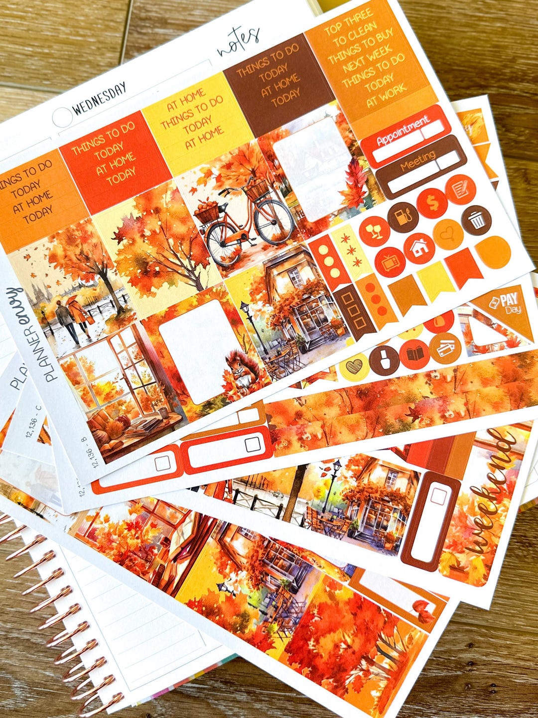 Fall in the City Leaves Planner Stickers Vertical Weekly Kit - 133 ...