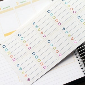 Full Box Planner Stickers Erin Condren Life Planner (ECLP) - 10 Full Box Checklist with Hearts Stickers (#4000)