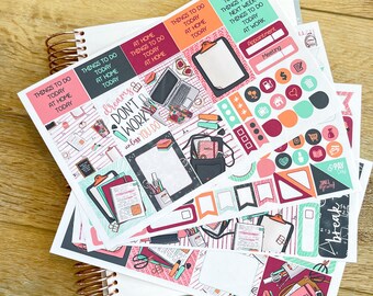 Back To School Work Girl Boss Planner Girl Planner Stickers Weekly Kit to be used with Erin Condren & Happy Planner - 134 Stickers (#12,128)