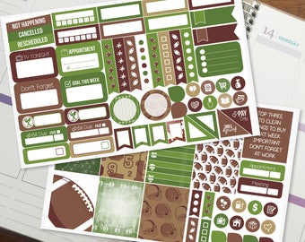 Football Game Time Mini Kit - Weekly Planner Stickers for Erin Condren Vertical, Medium Recollections, Medium Happy Planner (#9087)