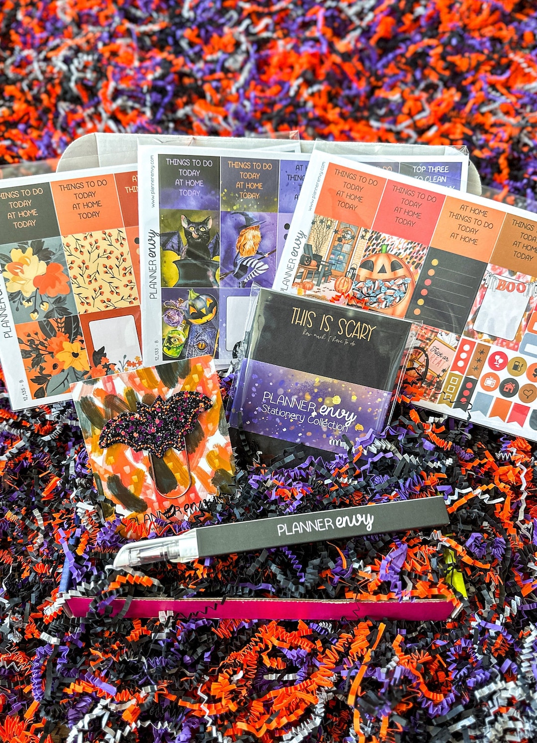 October Notepad Halloween October Planner Stickers Pumpkin Orange Black Cat Spooky ...