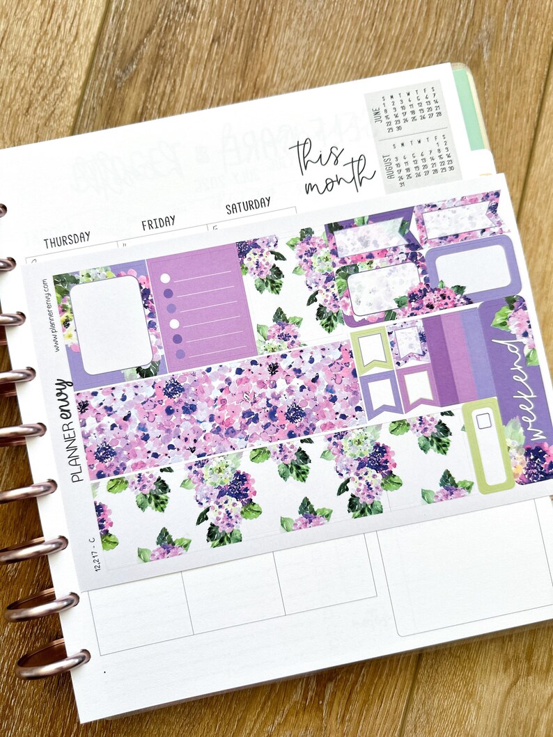 Purple Hydrangea Floral Spring Flowers Wedding Planner Stickers 4-page ...