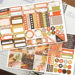 Thanksgiving Fall Mini Kit - Weekly Planner Stickers for Erin Condren Vertical, Medium Recollections, Medium Happy Planner (#9048)