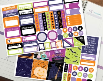 Halloween Witch Spells Mini Kit - Weekly Planner Stickers for Erin Condren Vertical, Medium Recollections, Medium Happy Planner (#9047)