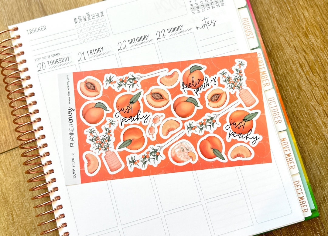 Peaches Spring Peach Orange Just Peachy June Deco Planner Stickers ...