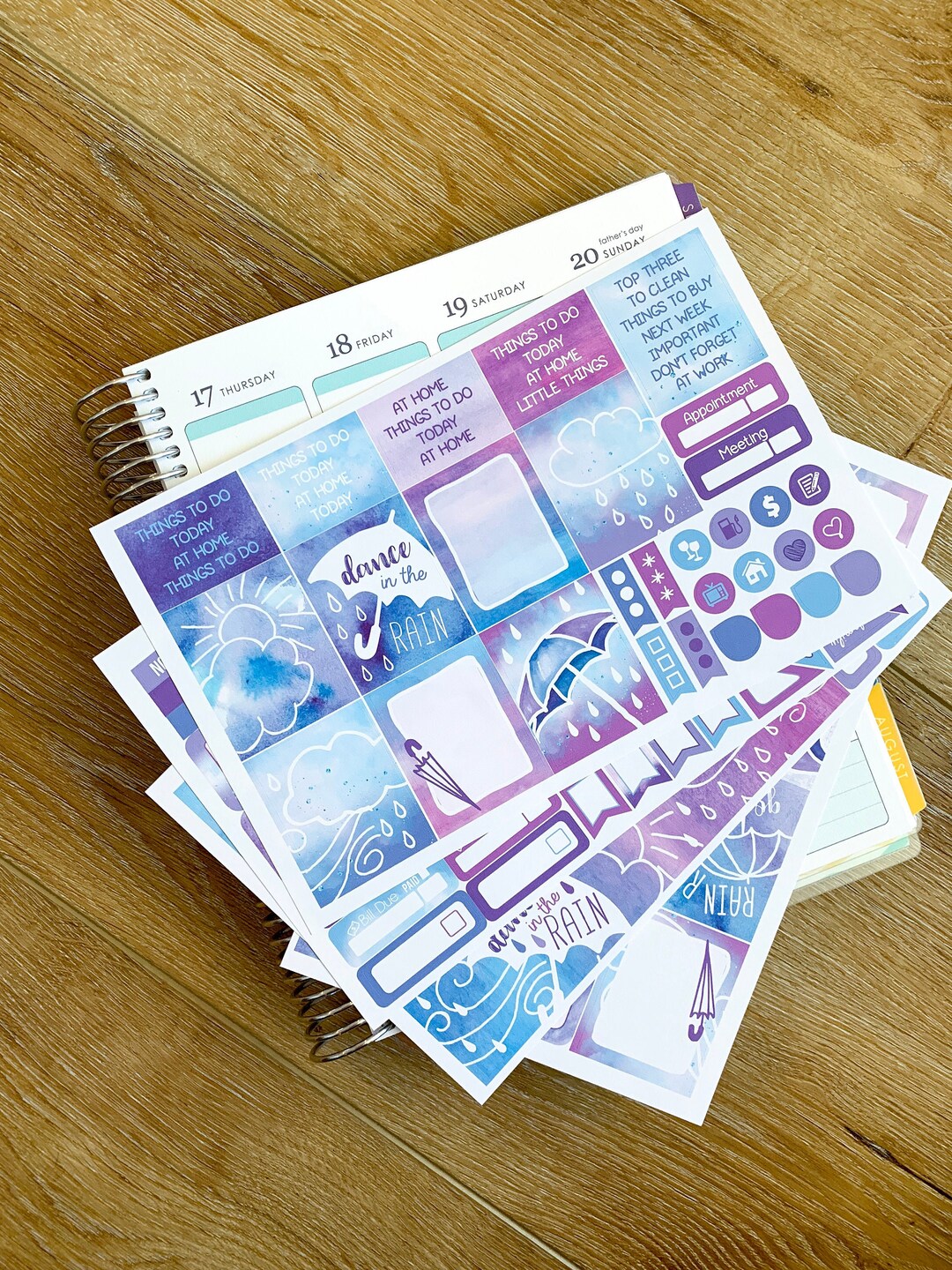 Spring Rain April Showers Umbrella Planner Stickers Weekly Kit to Be ...