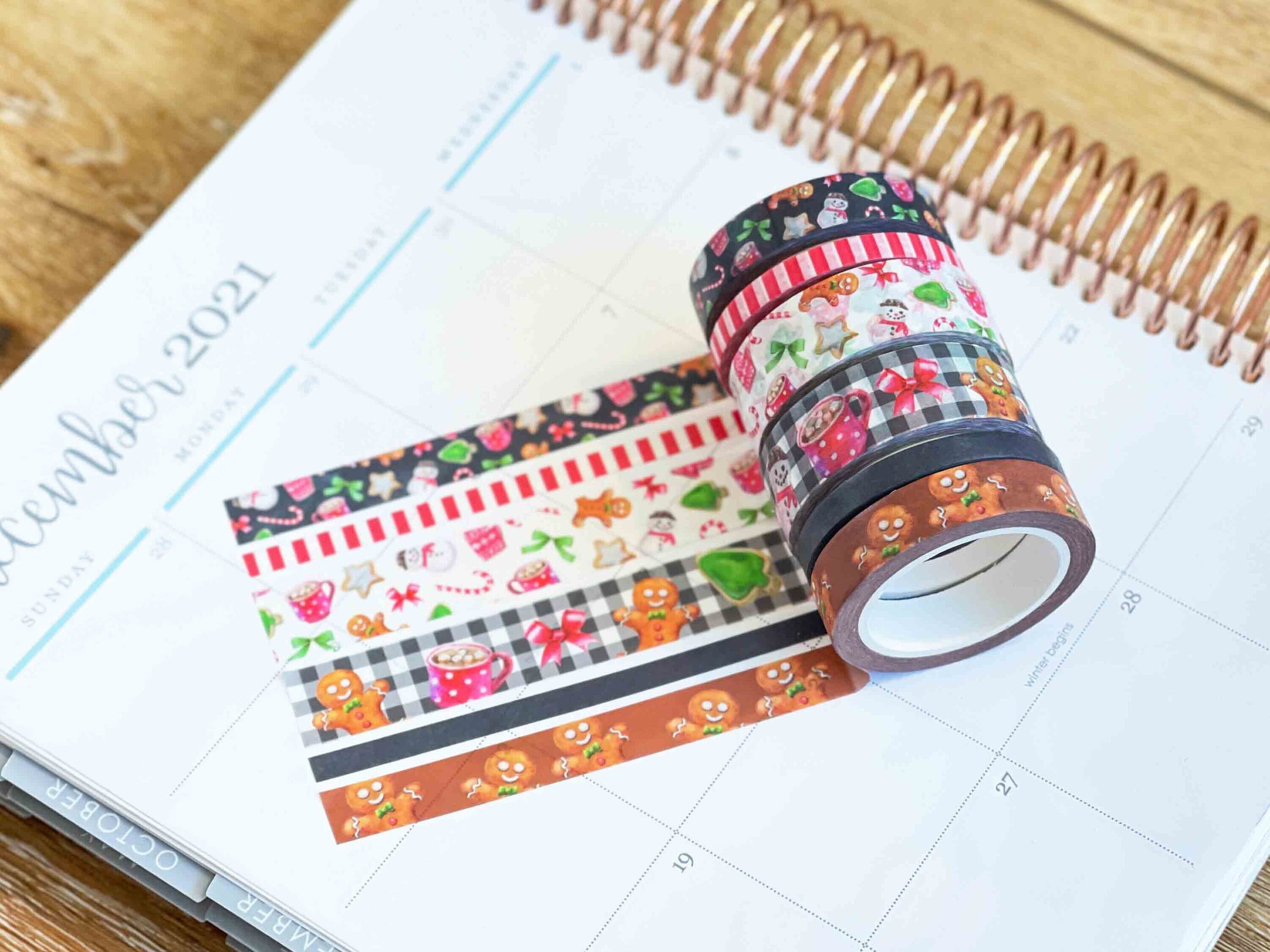 Holiday Candy Cane and Floral Washi, Planner Tapes