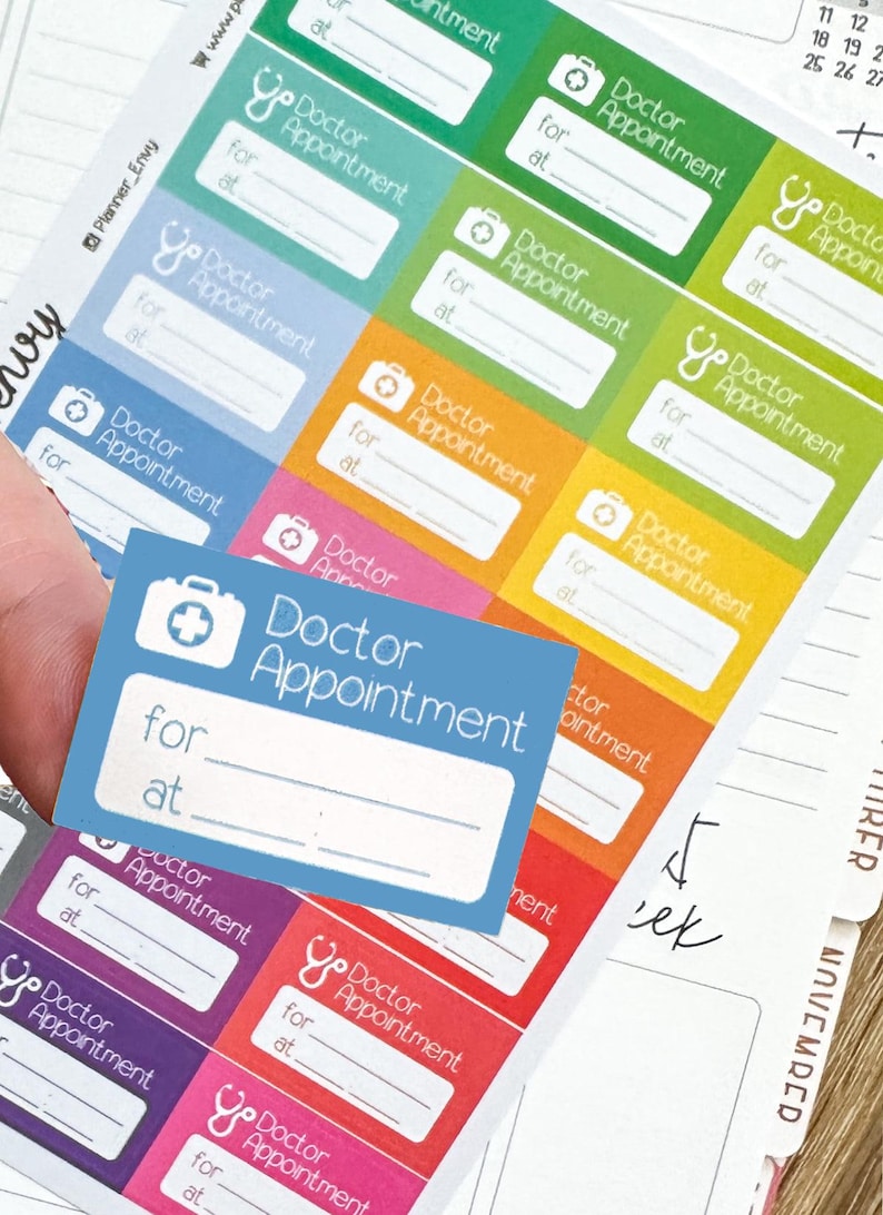Doctors Appointment Planner Stickers - 1.5 X 1 Inch - Dr Appt Health ...