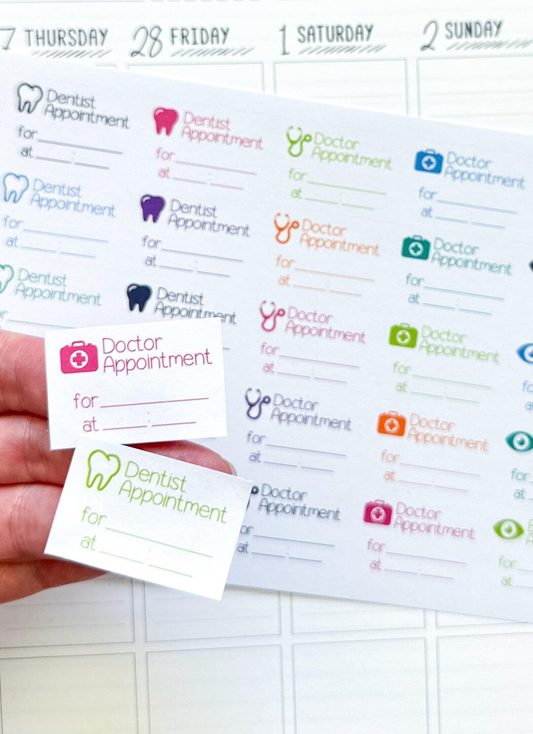 Doctor Dentist Eye Planner Stickers - 1.5 X 1 Inch - Health Drs Appt ...
