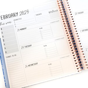 2025 Planner - Horizontal Layout, Spiral Bound - "Teal Strokes" (#102)
