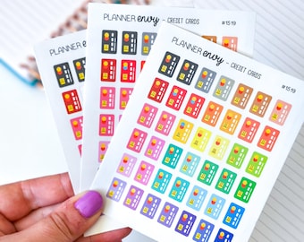 Credit Card - Money & Budget Stickers - Minimalist Planner Stickers - 3 Mini Sheets (#1519 - 3)