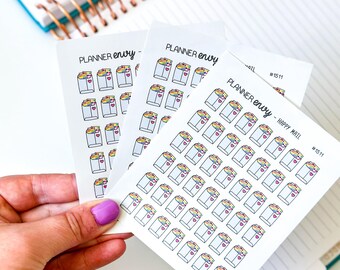 Sticker Package Mail Icons - Happy Mail Stickers - Minimalist Planner Stickers - 3 Mini Sheets (#1511 - 3)