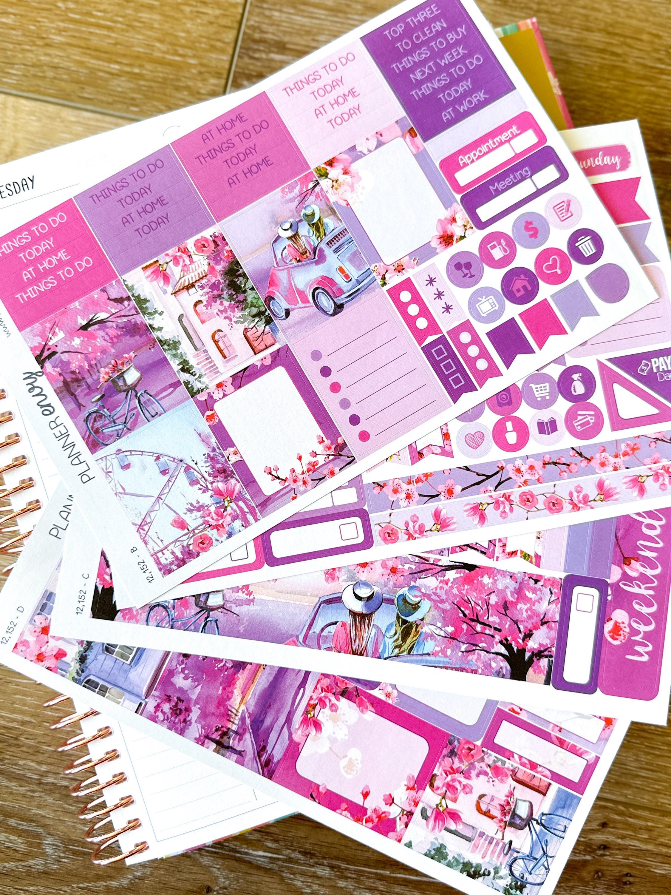 Spring Cherry Blossoms Blooming City Pink Flowers Planner Stickers ...