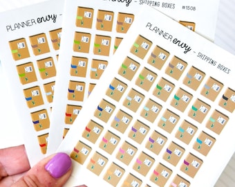 Shipping Box Icons - Happy Mail Stickers - Minimalist Planner Stickers - 3 Mini Sheets (#1508 - 3)