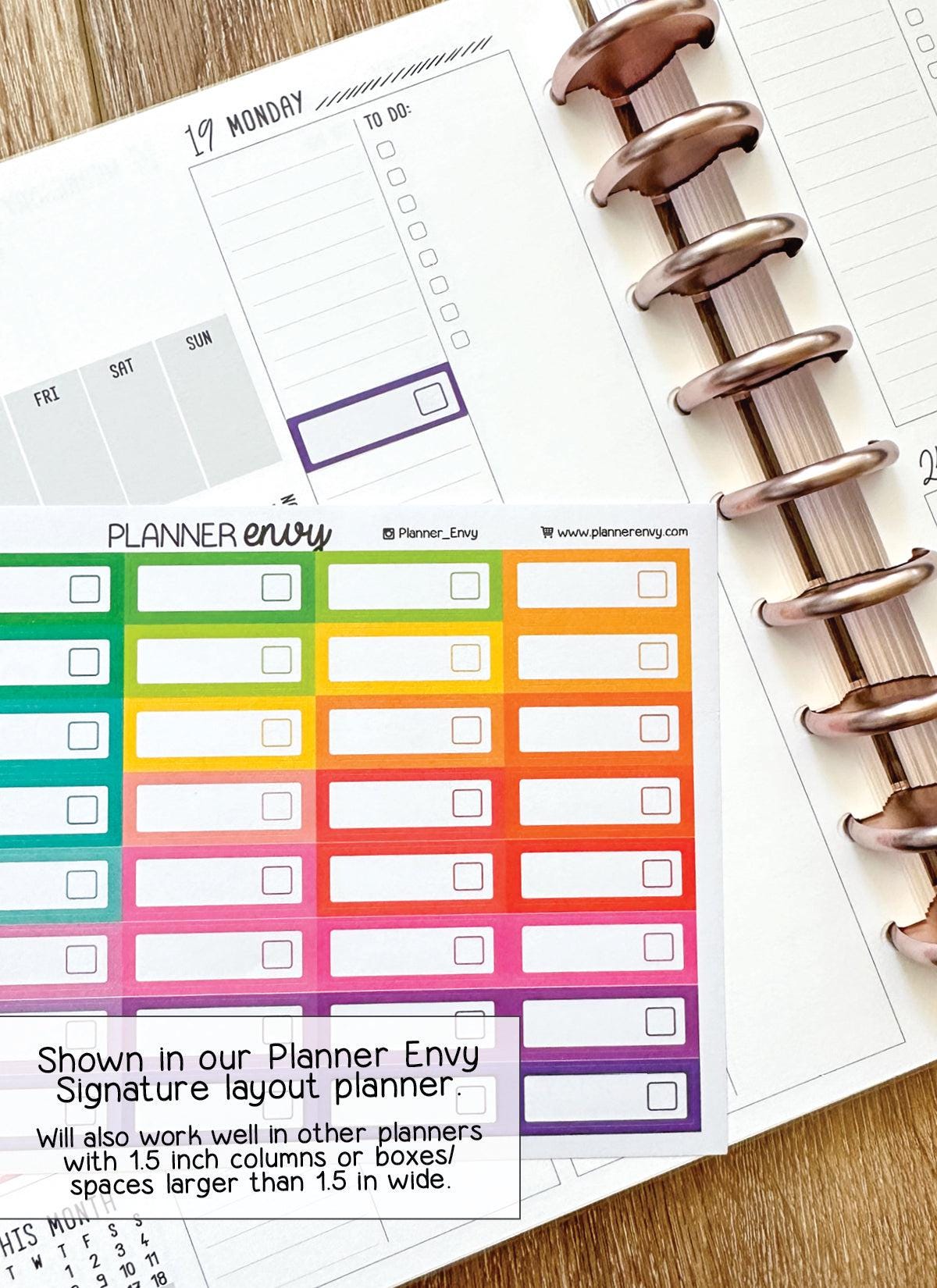 Blank Colorful Box Planner Stickers With Checkbox - 1.5 X 1 Inch ...