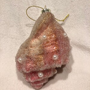Glass Conch Shell Ornament Hanging Ocean Sea Gifts Nautical Beaded Beach Lover Christmas