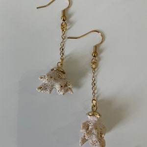 Coral Shell Drop Dangle Earrings in Gold image 5