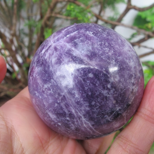 Large  polished Lepidolite Sphere or Ball with Deep Purple colour