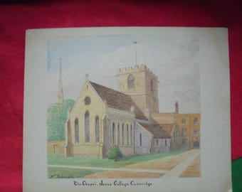 The Chapel Jesus College Cambridge original drawing 1942