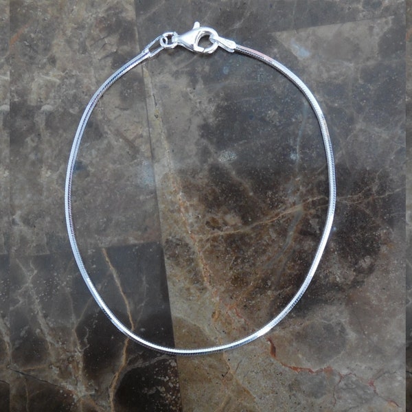 925 Sterling Silver Diamond Cut Snake Chain Bracelet Anklet - 030 Gauge 1.2 mm - 7"/10"