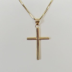 14K Solid Yellow Gold Cross Pendant - 26 MM