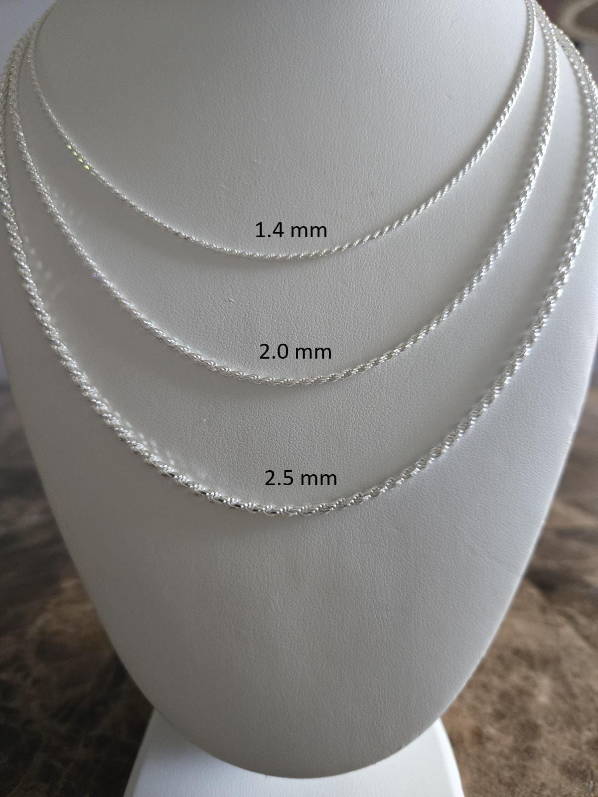 Solid Sterling Silver Diamond Cut Rope Chain Necklace and Bracelet ...