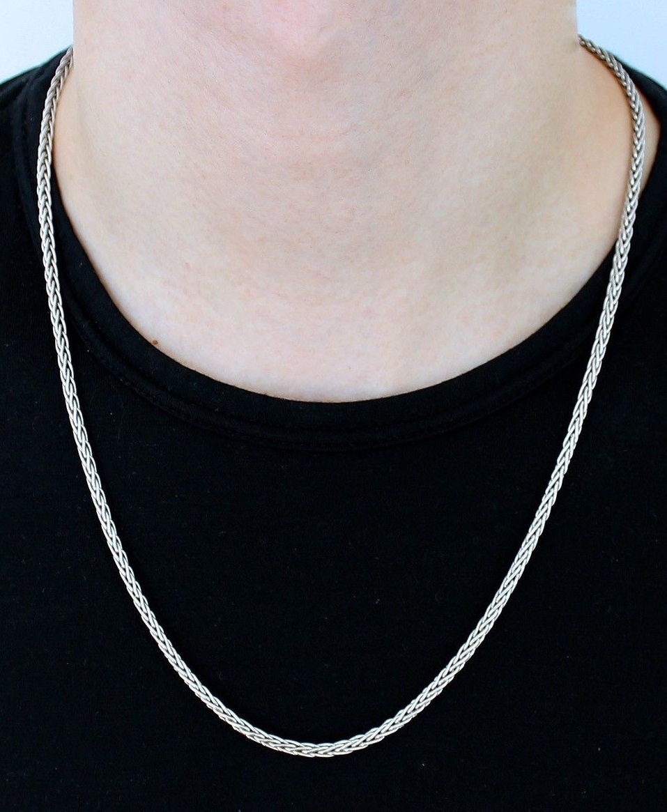 Sterling silver wheat chain necklace deals