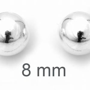 925 Sterling Silver Ball Stud Earrings 10 Sizes 2/3/4/5/6/7/8/9/10/11 mm image 5