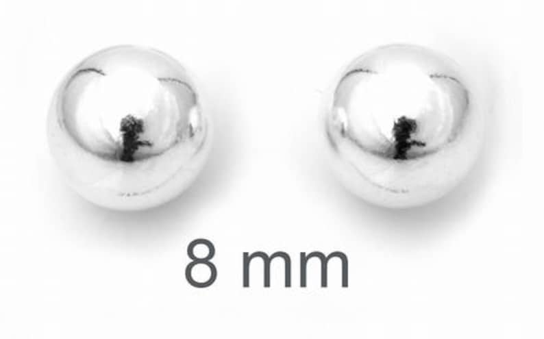 925 Sterling Silver Ball Stud Earrings 10 Sizes 2/3/4/5/6/7/8/9/10/11 mm image 5