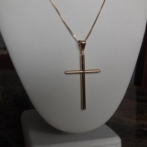 14K Solid Yellow Gold Cross Pendant - 40 MM