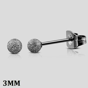 316L Stainless Steel Sandblasted Ball Stud Earrings 3, 4, 5, 6, or 8 mm Diameters image 3