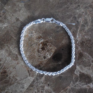 925 Sterling Silver Wheat 080 (Spiga) Chain Bracelet 3.4 mm