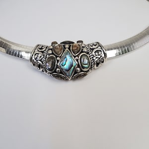 925 Sterling Silver Slide Pendant with Abalone Mother of Pearl - 16 mm X 44 mm