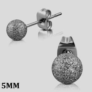 316L Stainless Steel Sandblasted Ball Stud Earrings 3, 4, 5, 6, or 8 mm Diameters image 5