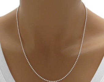 925 Sterling Silver Bead Chain Necklace - 1.8 mm - 16"/18"/20"/24"