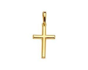 Million Charms 14k Rose Gold Small Latin Design Cross Charm Pendant with 18 Rolo Chain 22mm x 13mm 