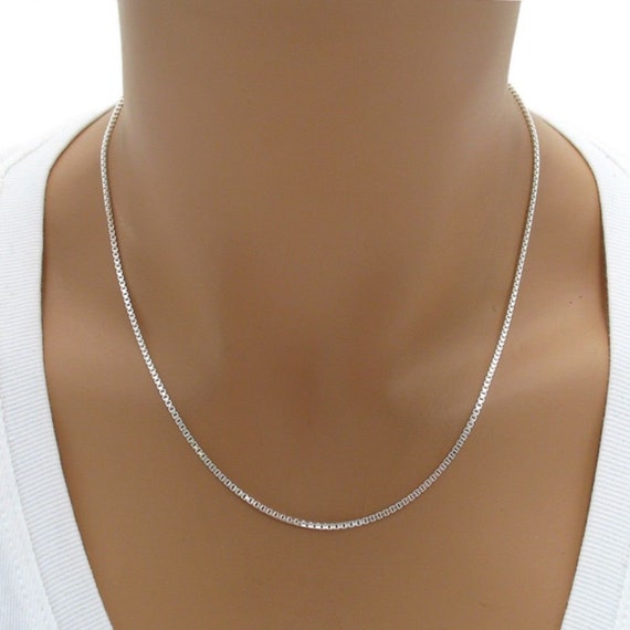 1.5mm 030 Gage Heavy Box Sterling Silver Italian Chain Necklace