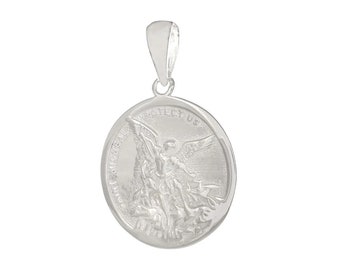 925 Sterling Silver Saint Michael Medallion Pendant - Patron Saint of Military and First Responders